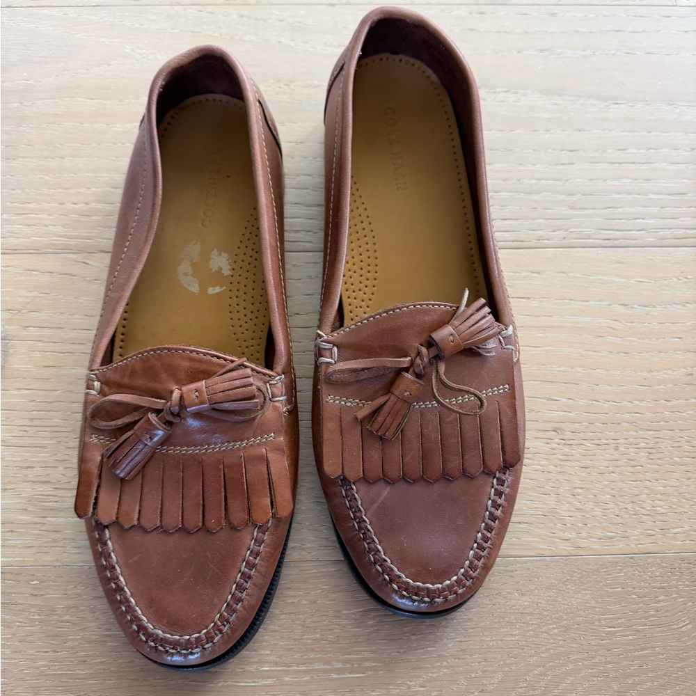 Cole Haan Brown Leather Tassel Kiltie Loafers - Men's
